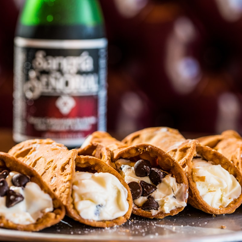 Sicilian cannoli filled with ricotta cream